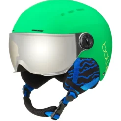 CASQUE DE SKI/SNOW JUNIOR NEUF BOLLÉ QUIZ VISOR MATT GREEN BLUE CAT S2 2020