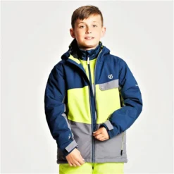 VESTE DE SKI ENFANT GARÇON DARE 2B WREST 20K GRIS/JAUNE